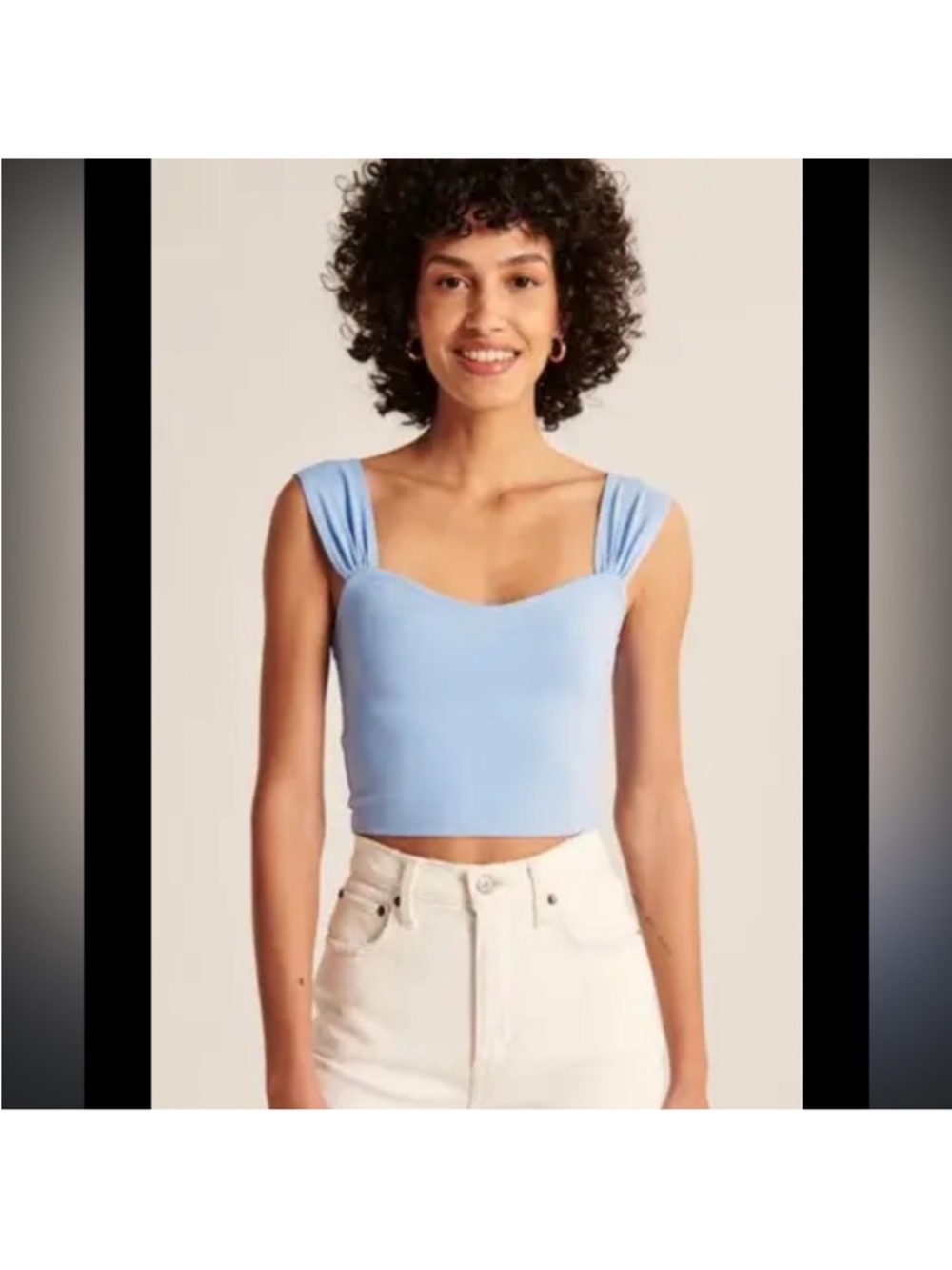 Abercrombie & Fitch Light Blue Seamless Fitted Crop Sweatheart Top. Small.